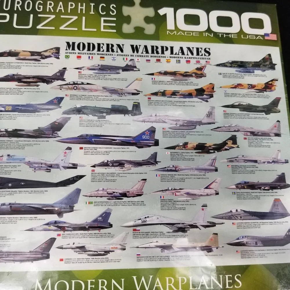 Fighter War Air Plane Puzzle Jigsaw 1000 Piece Modern Military Aero Hobby NEW